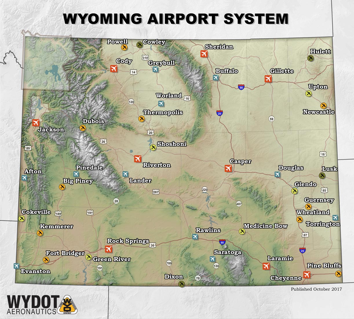 Wyoming Airport System Map